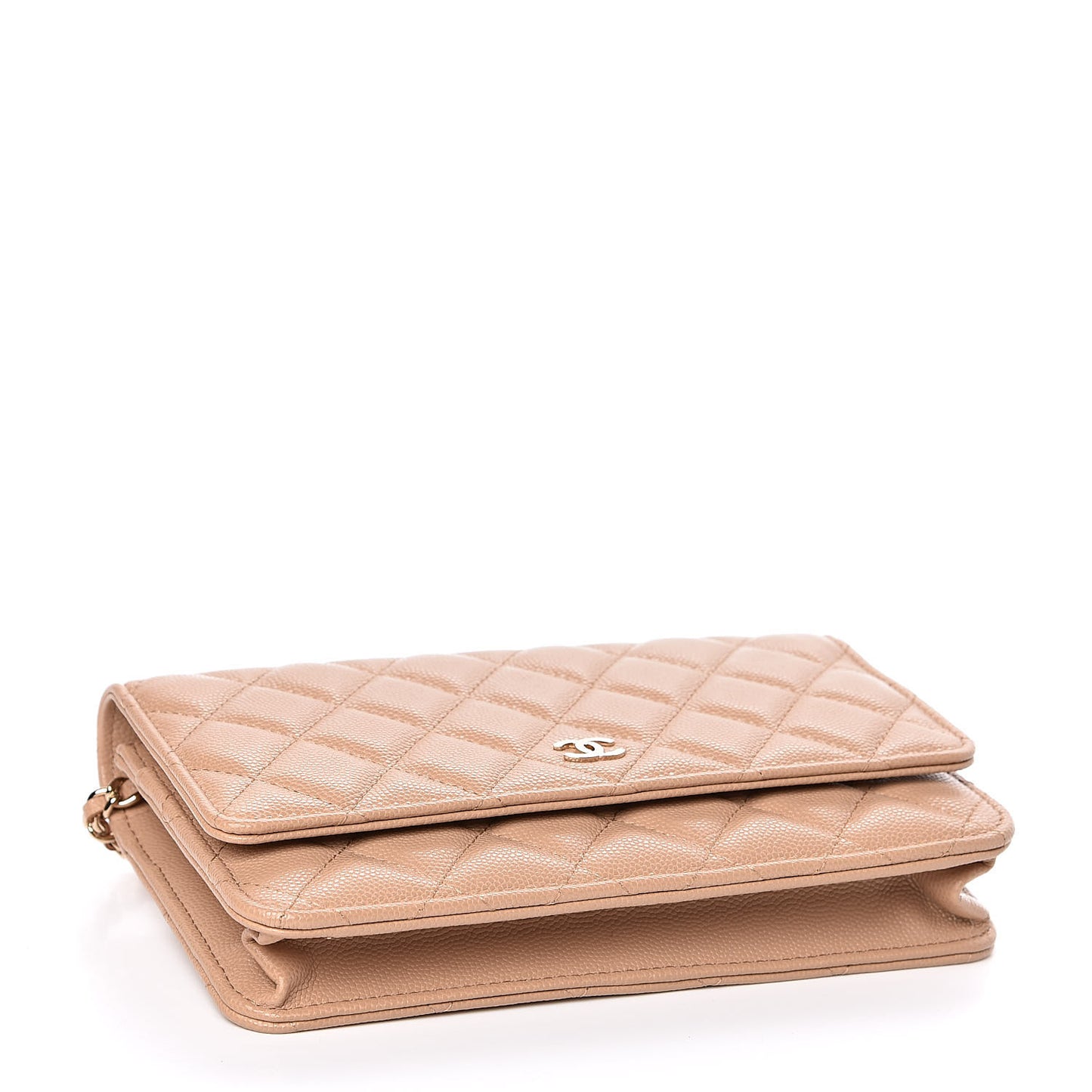 Caviar Quilted Wallet On Chain WOC Beige