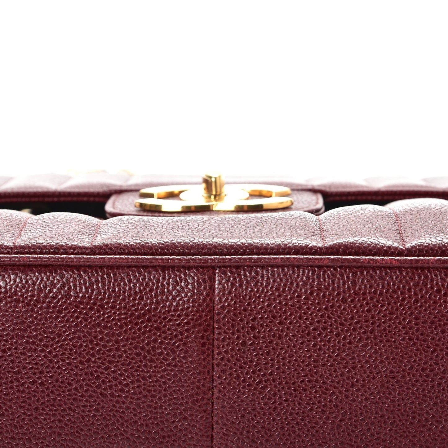 Caviar Vertical Quilt Jumbo Flap Dark Red