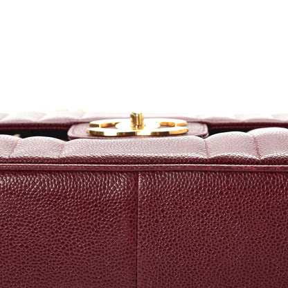 Chanel Caviar Vertical Quilt Jumbo Flap Dark Red 13 of 21