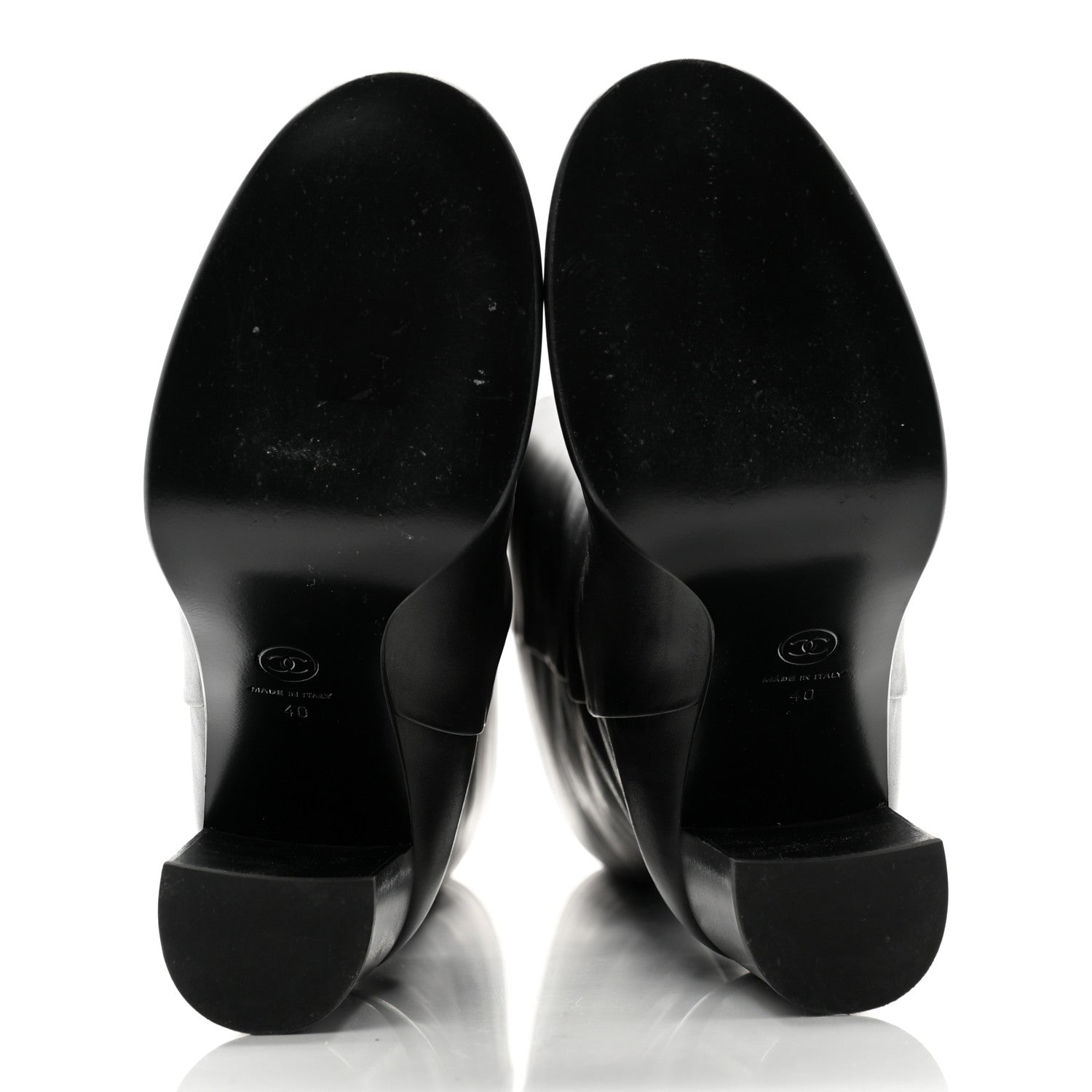 Chanel Calfskin CC Knee High Boots 40 Black 5 of 8