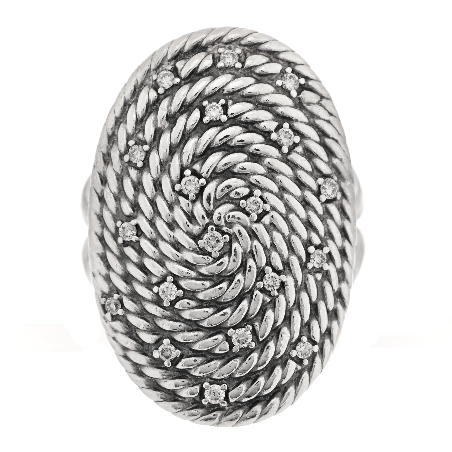 Sterling Silver Diamond Cable Coil Ring 60 9.25