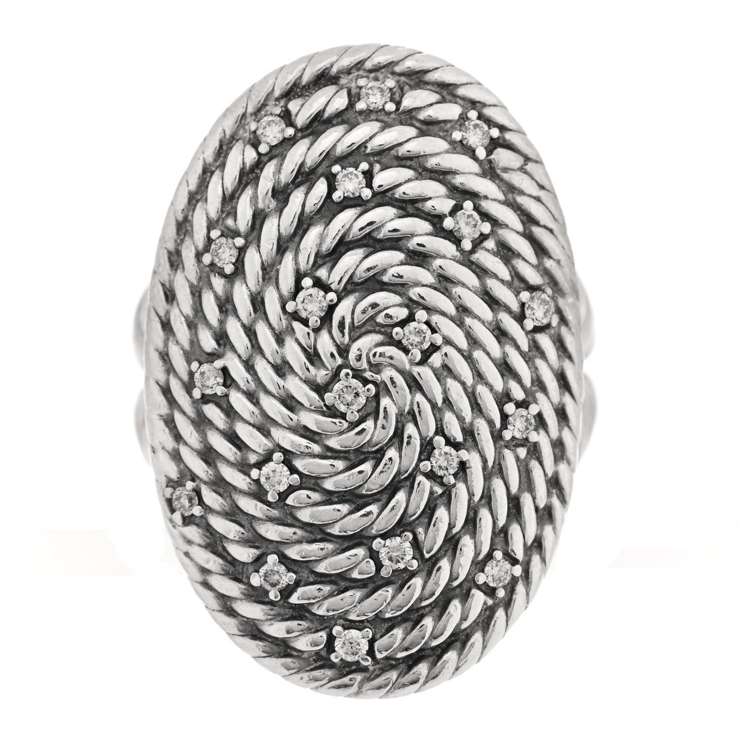 David Yurman Sterling Silver Diamond Cable Coil Ring 60 9.25 1 of 4