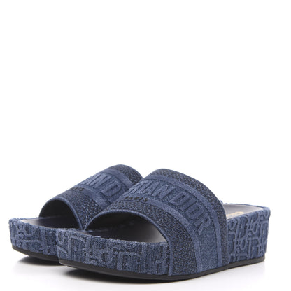 Christian Dior Oblique Denim D-Way Platform Sandal 38 Blue 3 of 9