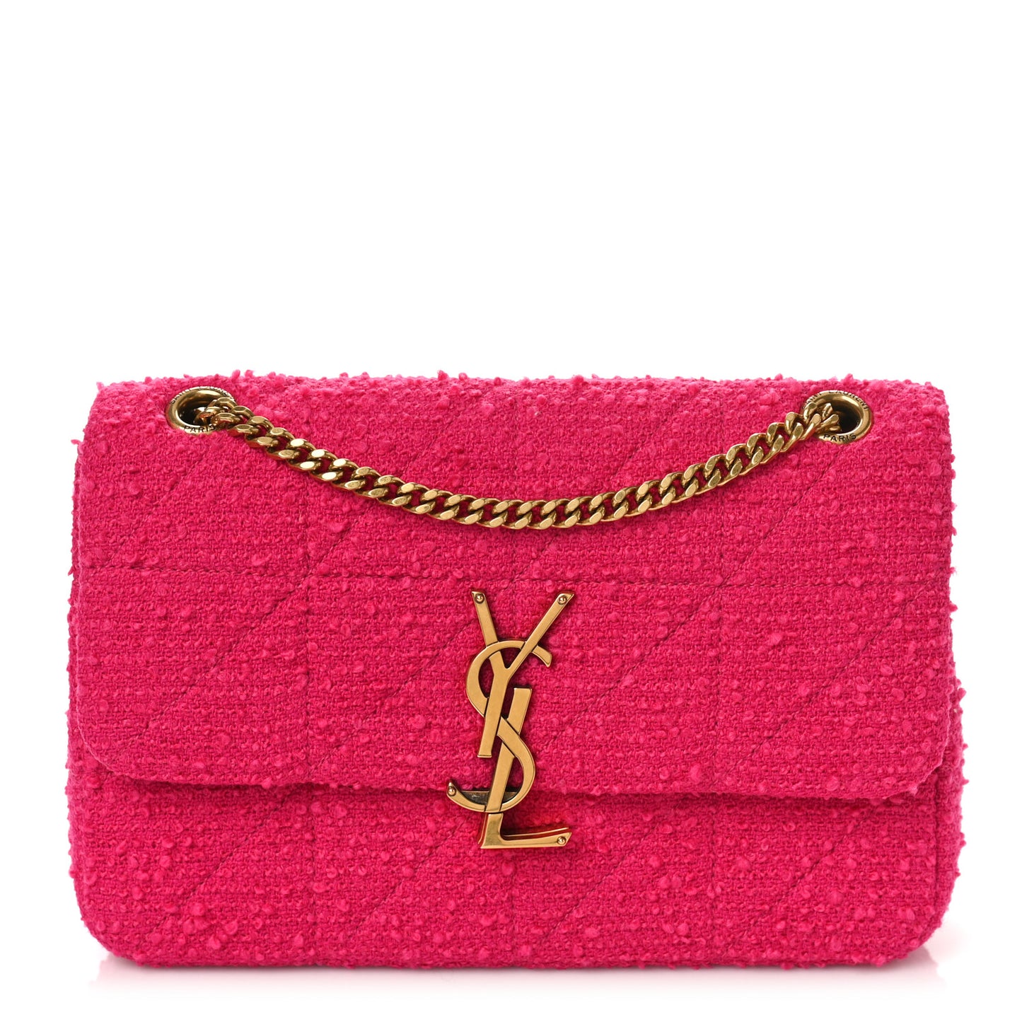 Boucle Tweed Patchwork Monogram Medium Jamie Baguette Magenta