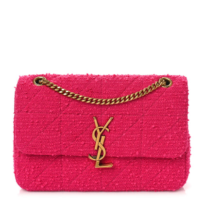 Saint Laurent Boucle Tweed Patchwork Monogram Medium Jamie Baguette Magenta 1 of 8