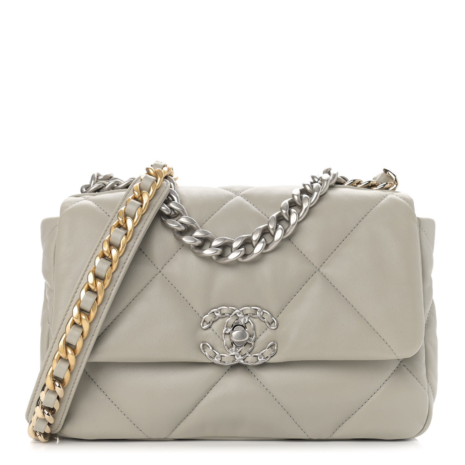 Chanel Lambskin Quilted Medium Chanel 19 Flap Grey 1 of 9