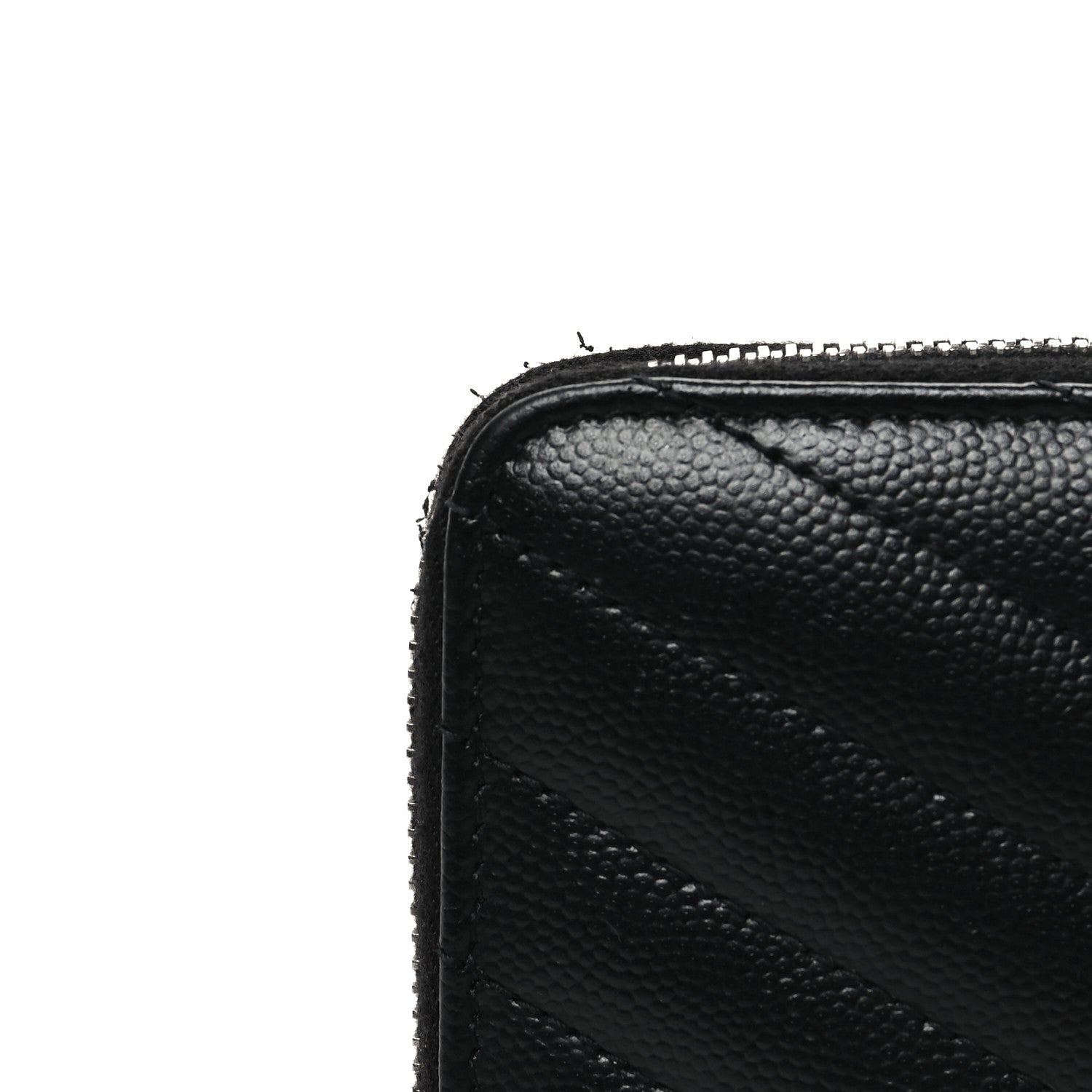 Saint Laurent Grain De Poudre Matelasse Chevron Monogram Zip Around Wallet Black 8 of 8