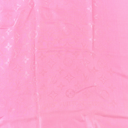 Louis Vuitton Silk Wool Monogram Shawl Pink 3 of 4
