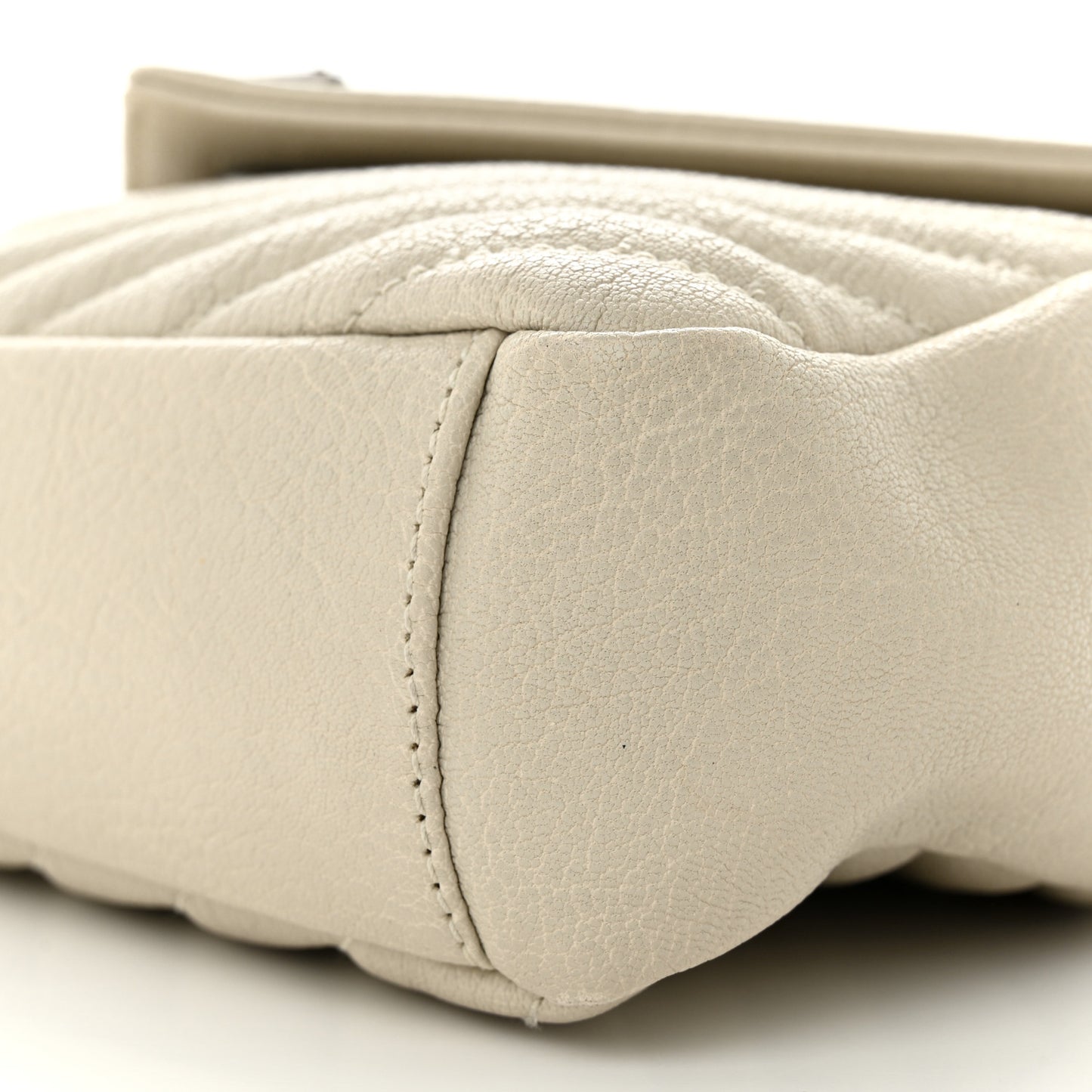 Sheepskin Matelasse Chevron Monogram Medium College Bag Dove White