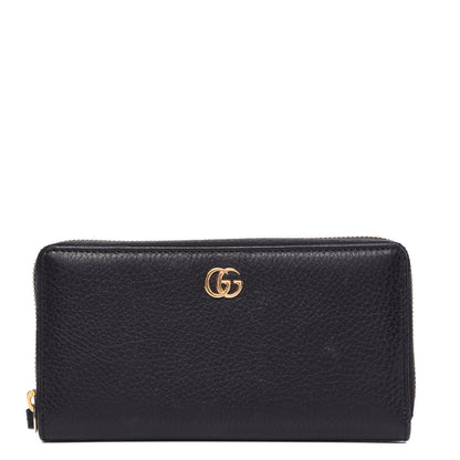 Gucci Dollar Calfskin GG Marmont Zip Around Wallet Black 1 of 9