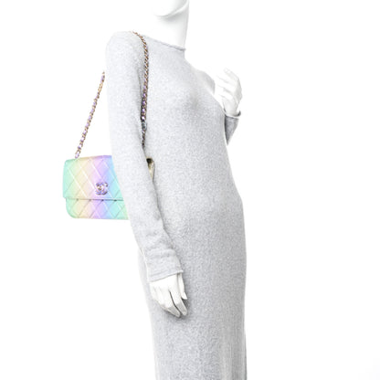 Chanel Gradient Metallic Lambskin Quilted Walking Mood Flap Bag Pink Purple Green 2 of 10