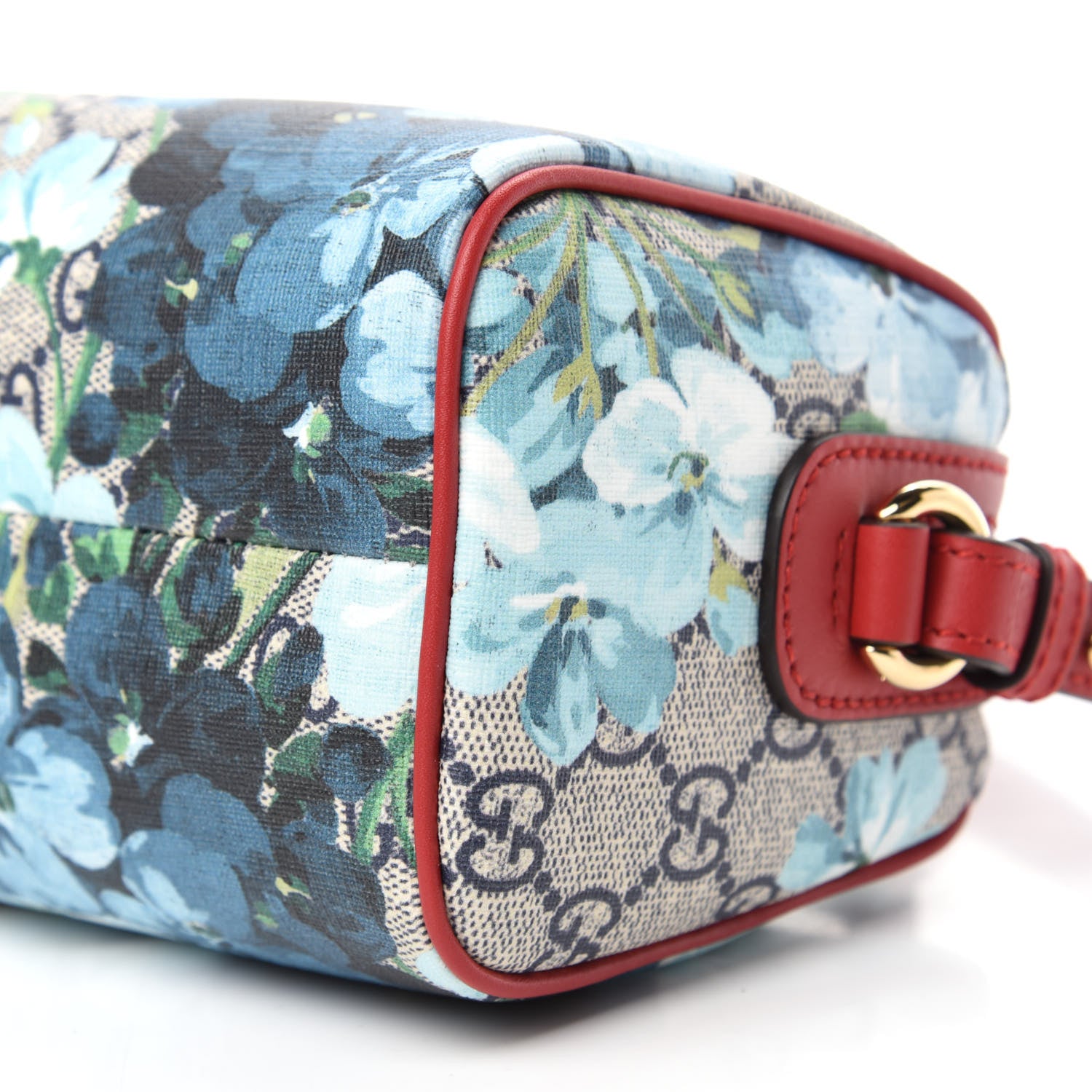 Gucci GG Supreme Monogram Blooms Mini Boston Navy Blue Hibiscus 7 of 10