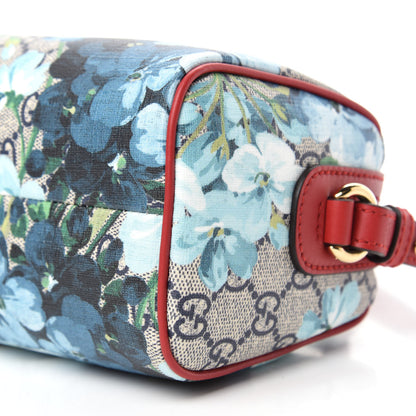 Gucci GG Supreme Monogram Blooms Mini Boston Navy Blue Hibiscus 7 of 10