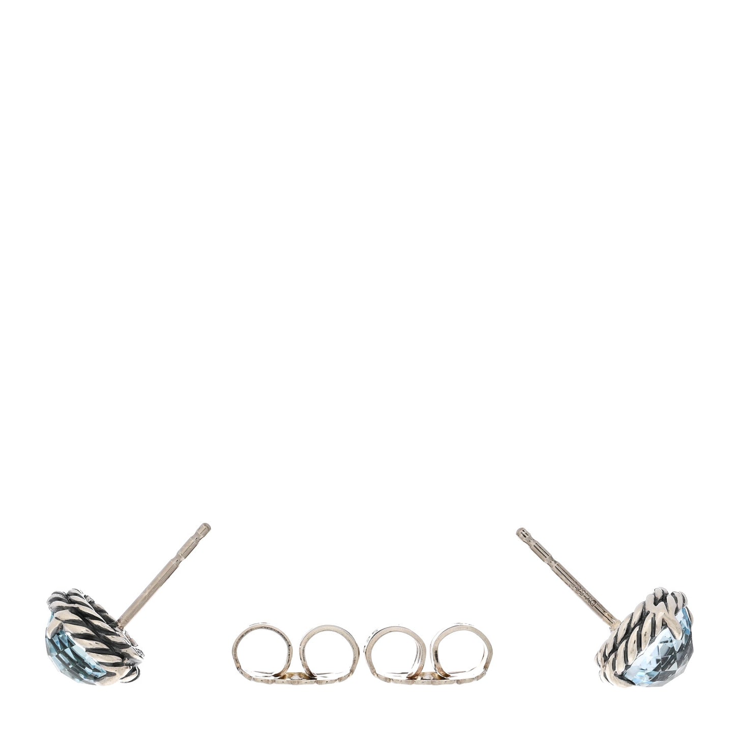 Sterling Silver Blue Topaz 8mm Chatelaine Earrings