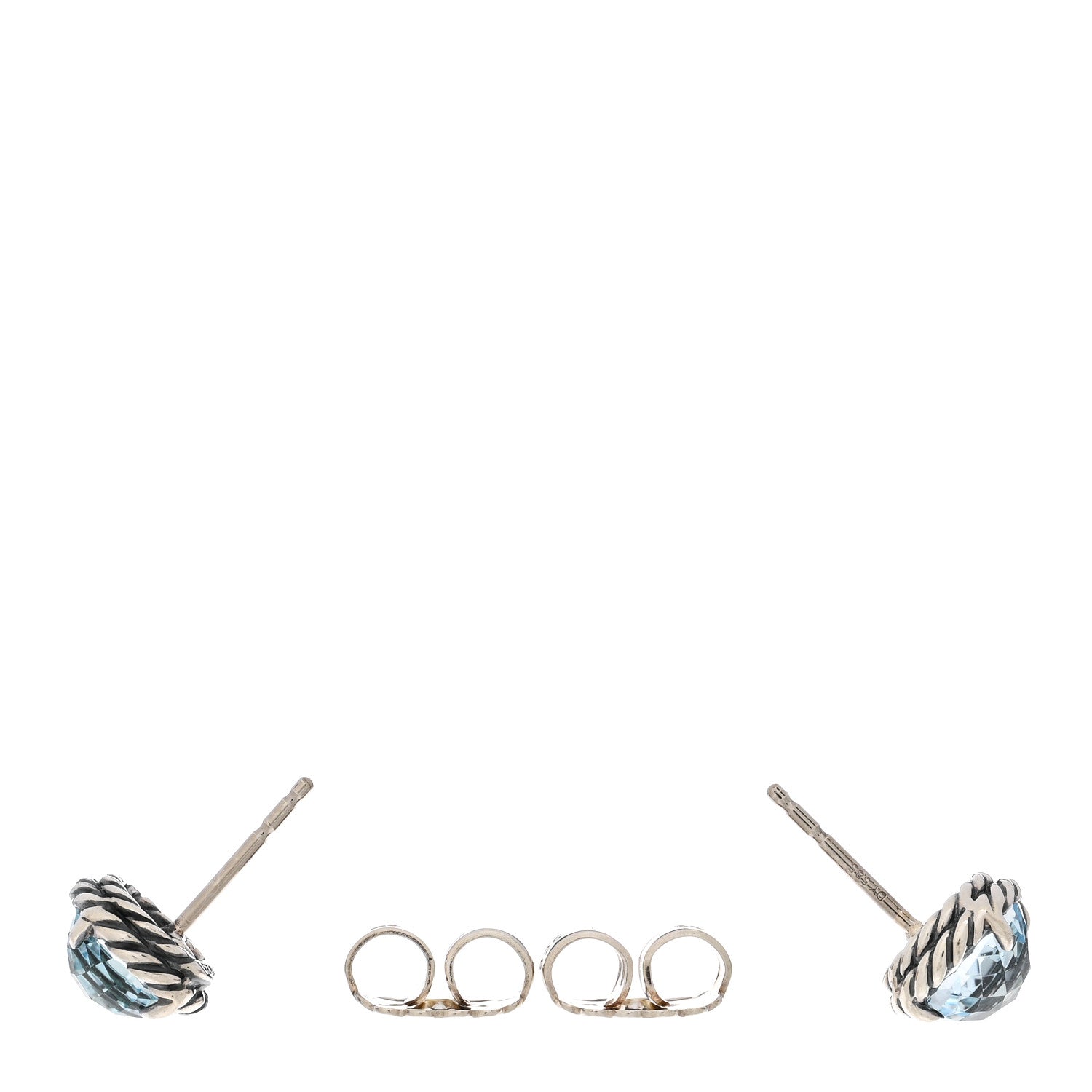 David Yurman Sterling Silver Blue Topaz 8mm Chatelaine Earrings 3 of 4