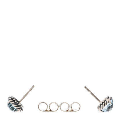 David Yurman Sterling Silver Blue Topaz 8mm Chatelaine Earrings 3 of 4