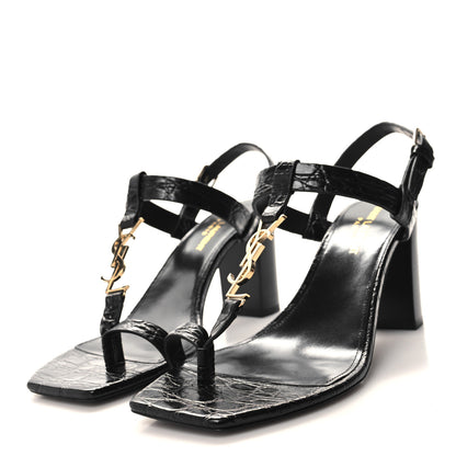 Saint Laurent Calfskin Cassandra 75 Sandals 38.5 Black 3 of 9