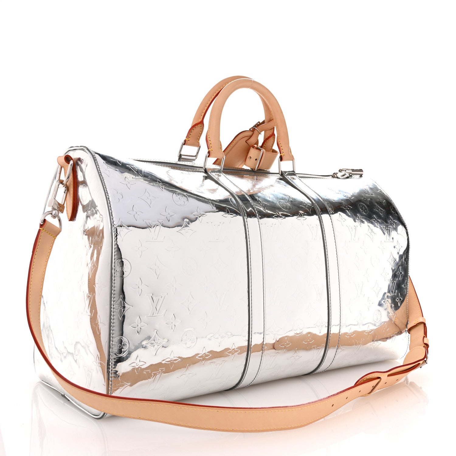 Louis Vuitton Monogram Mirror Keepall Bandouliere 50 Silver 2 of 9