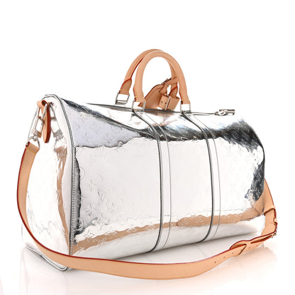 Louis Vuitton Monogram Mirror Keepall Bandouliere 50 Silver 2 of 9