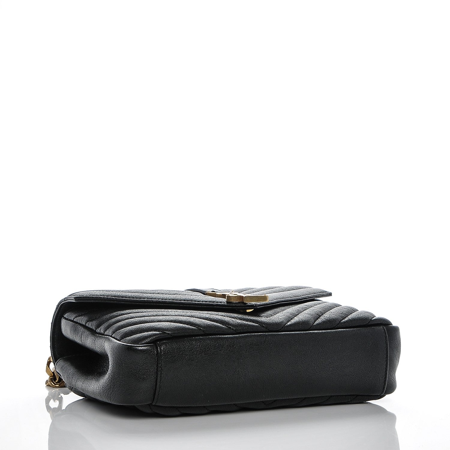 Saint Laurent Sheepskin Matelasse Chevron Monogram Medium College Bag Black 4 of 8
