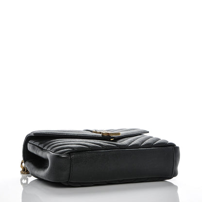 Saint Laurent Sheepskin Matelasse Chevron Monogram Medium College Bag Black 4 of 8