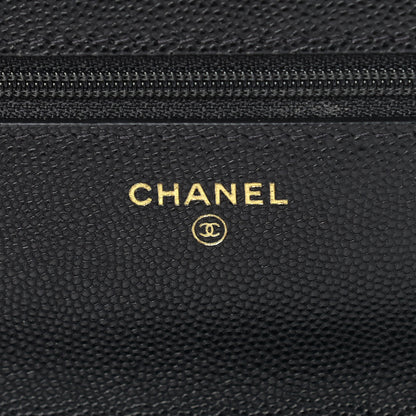 Chanel Caviar Quilted Wallet With Charms On Chain WOC Black 6 of 10