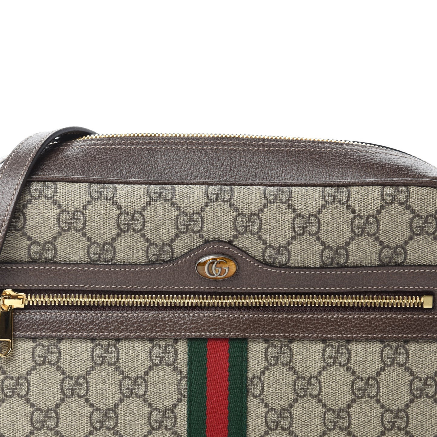 GG Supreme Monogram Web Small Ophidia Shoulder Bag Brown