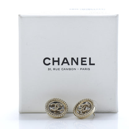Chanel Twisted CC Round Earrings Gold Silver 5 of 5