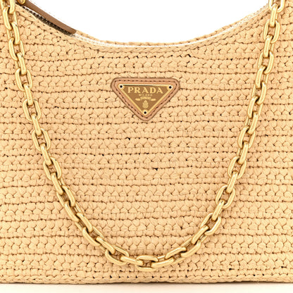 Prada Yarn Raffia Effect Crochet Re-Edition 2005 Shoulder Bag Naturale 9 of 11