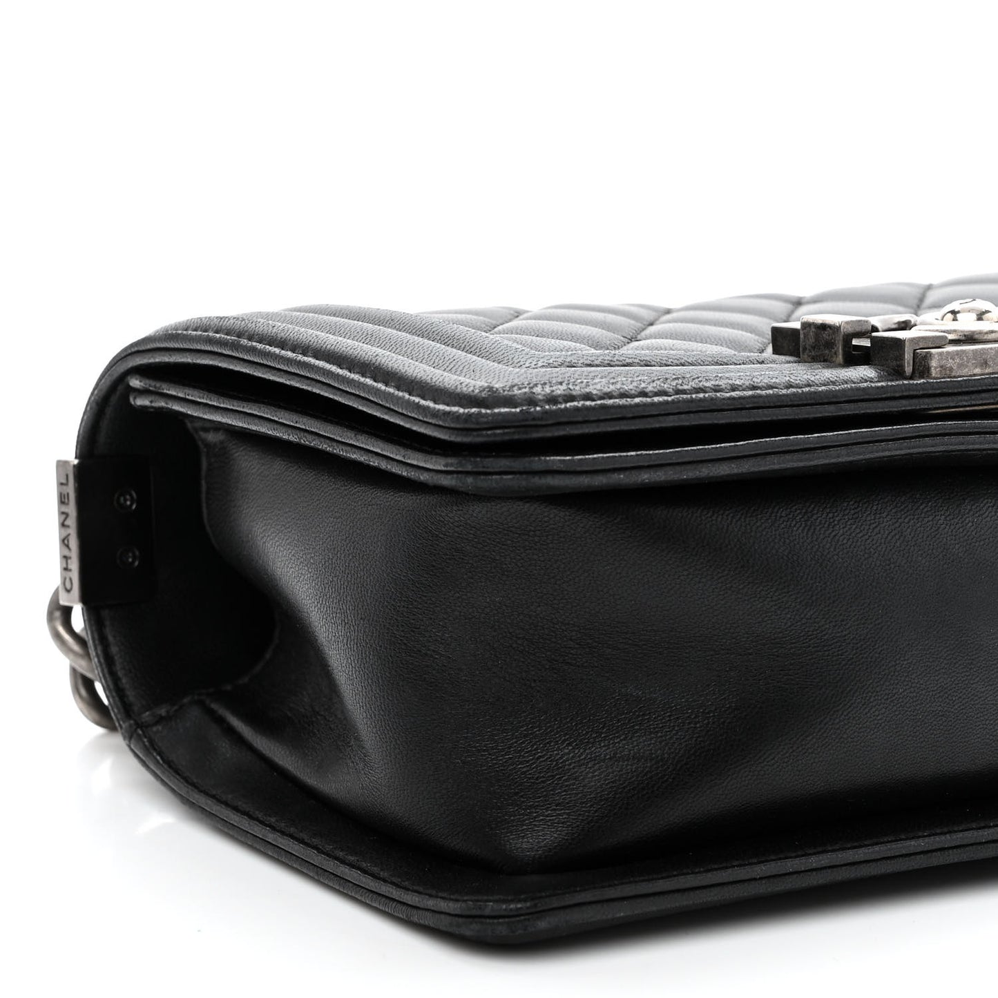 Lambskin Quilted Small Boy Flap Black