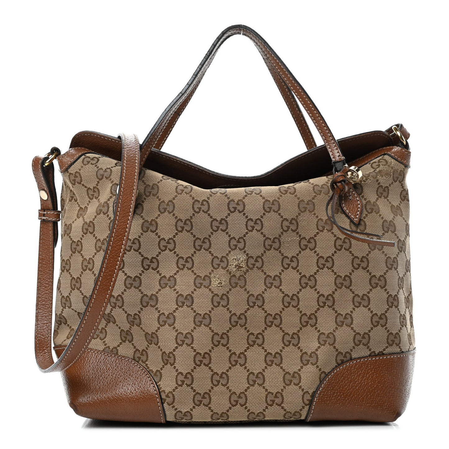 Monogram Textured Calfskin Medium Bree Foldover Tote Beige Ebony Nocciola
