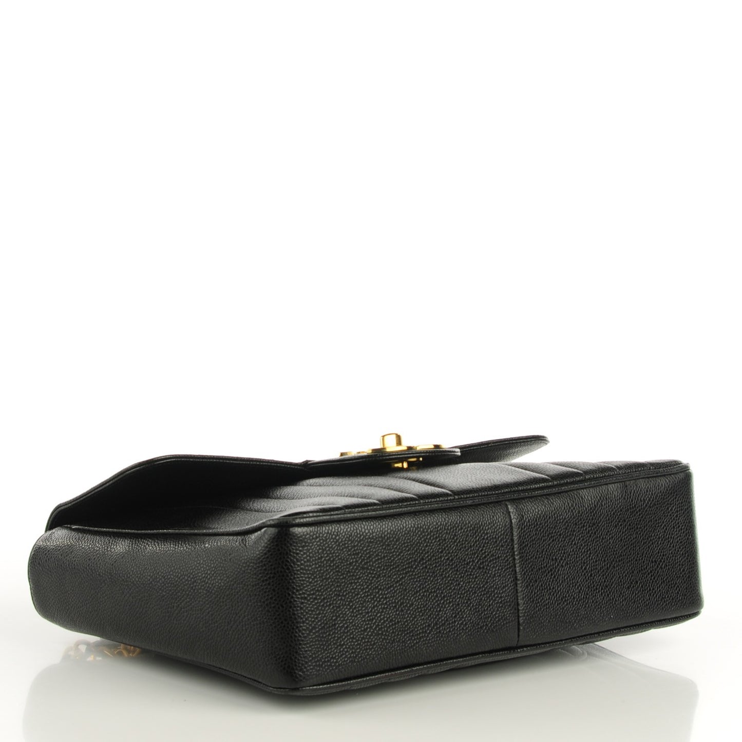 Caviar Vertical Quilted Jumbo Flap Black