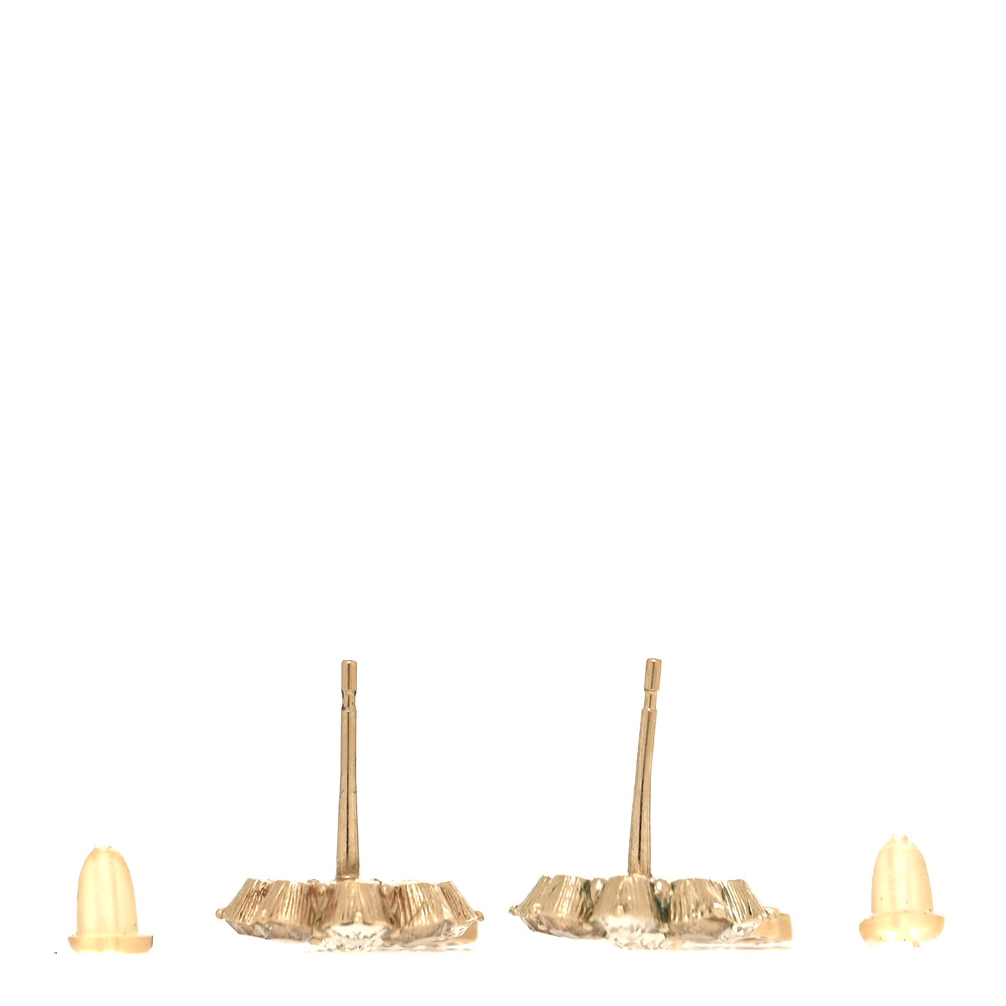 Crystal CC Flower Dangle Earrings Gold Beige