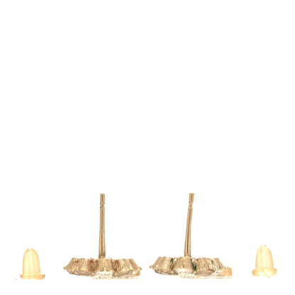 Chanel Crystal CC Flower Dangle Earrings Gold Beige 3 of 5