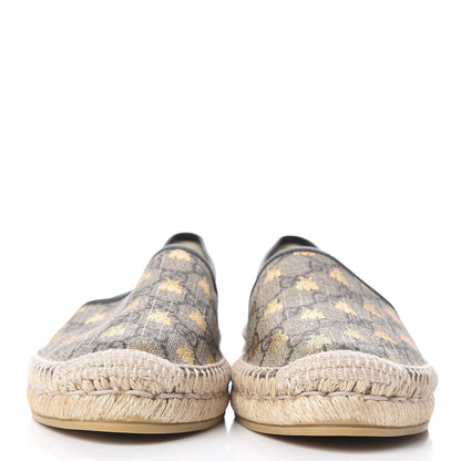 Gucci GG Supreme Monogram Bees Espadrille Flats 41 Beige Ebony Oro Black 2 of 10