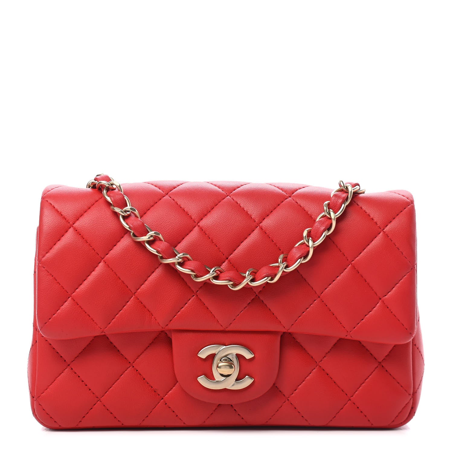 Chanel Lambskin Quilted Mini Rectangular Flap Red 1 of 8