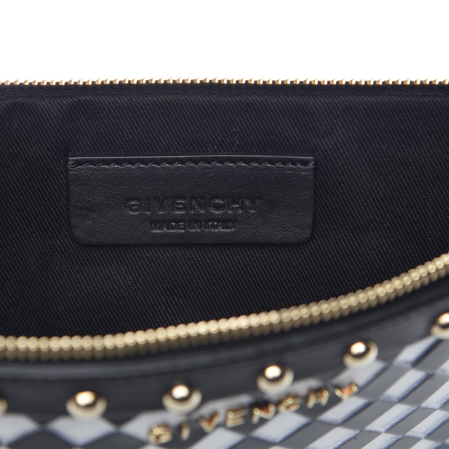 Givenchy Lambskin Medium Zip Pouch Black White 6 of 10
