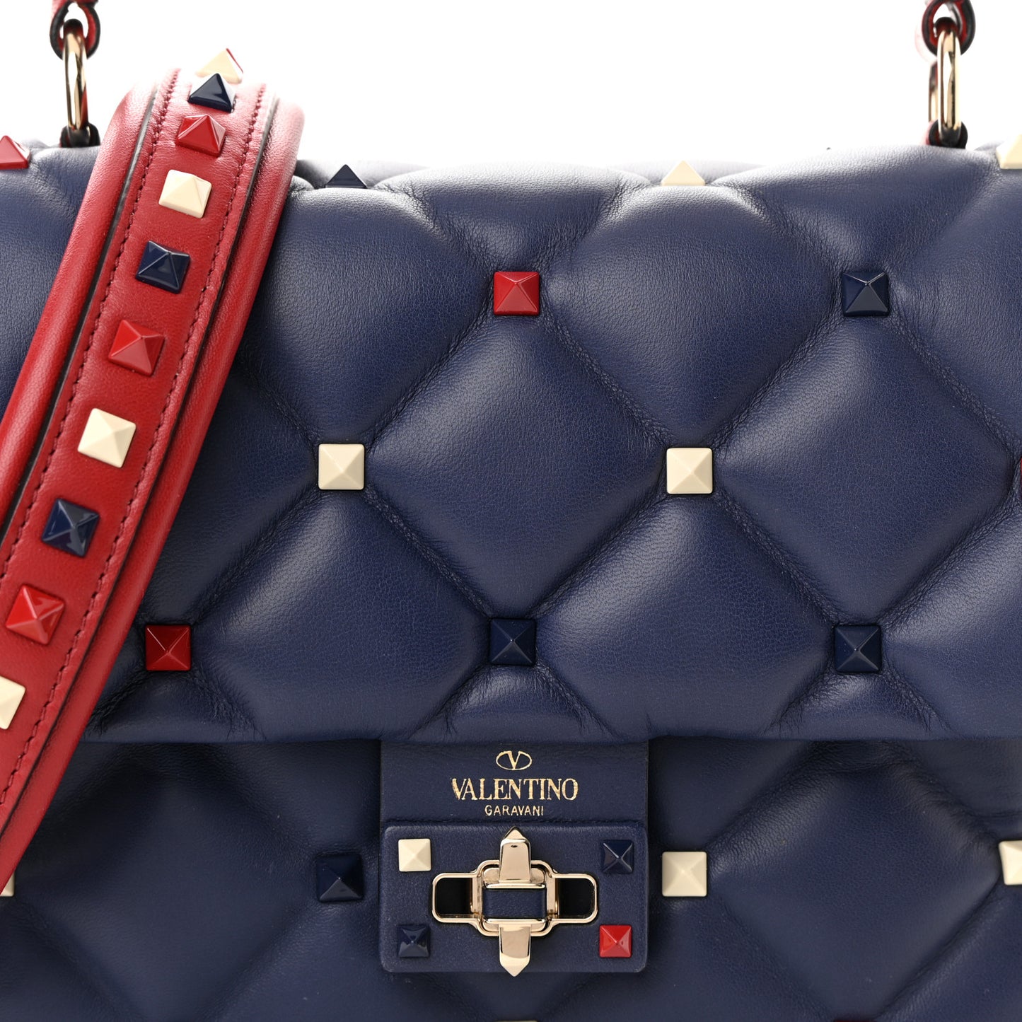 Nappa Medium Candystud Top Handle Bag Navy