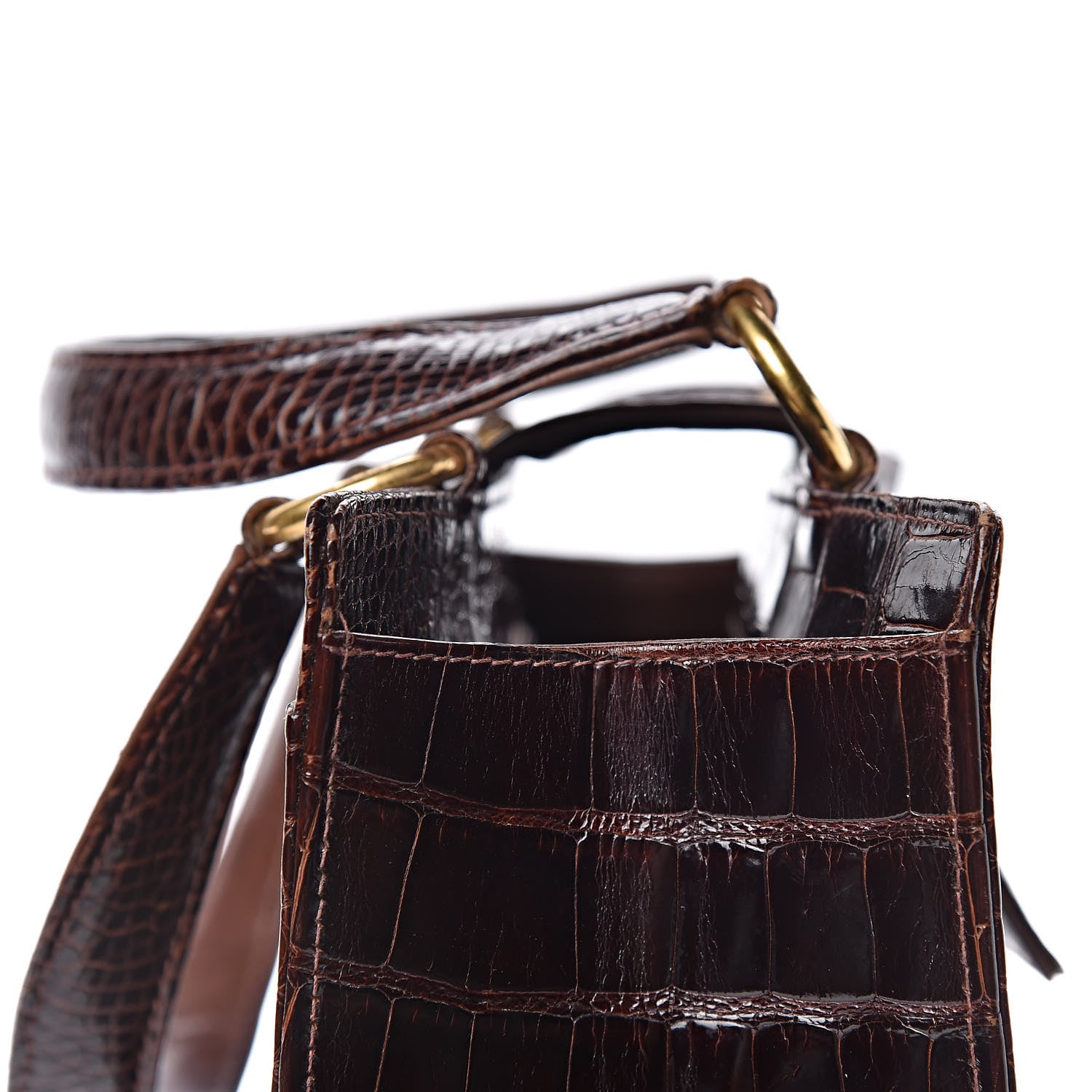Chanel Shiny Crocodile Top Handle Tote Chocolate 9 of 19