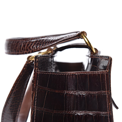 Chanel Shiny Crocodile Top Handle Tote Chocolate 9 of 19
