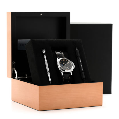Panerai Stainless Steel Alligator 42mm Luminor 1950 3 Days GMT Automatic Watch Black PAM01535 5 of 5