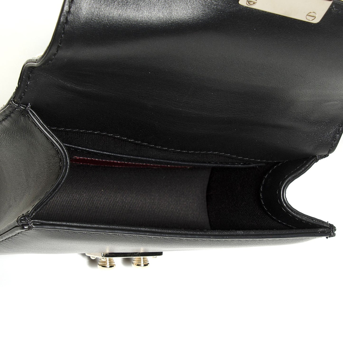 Vitello Mini Glam Lock Rockstud Flap Black
