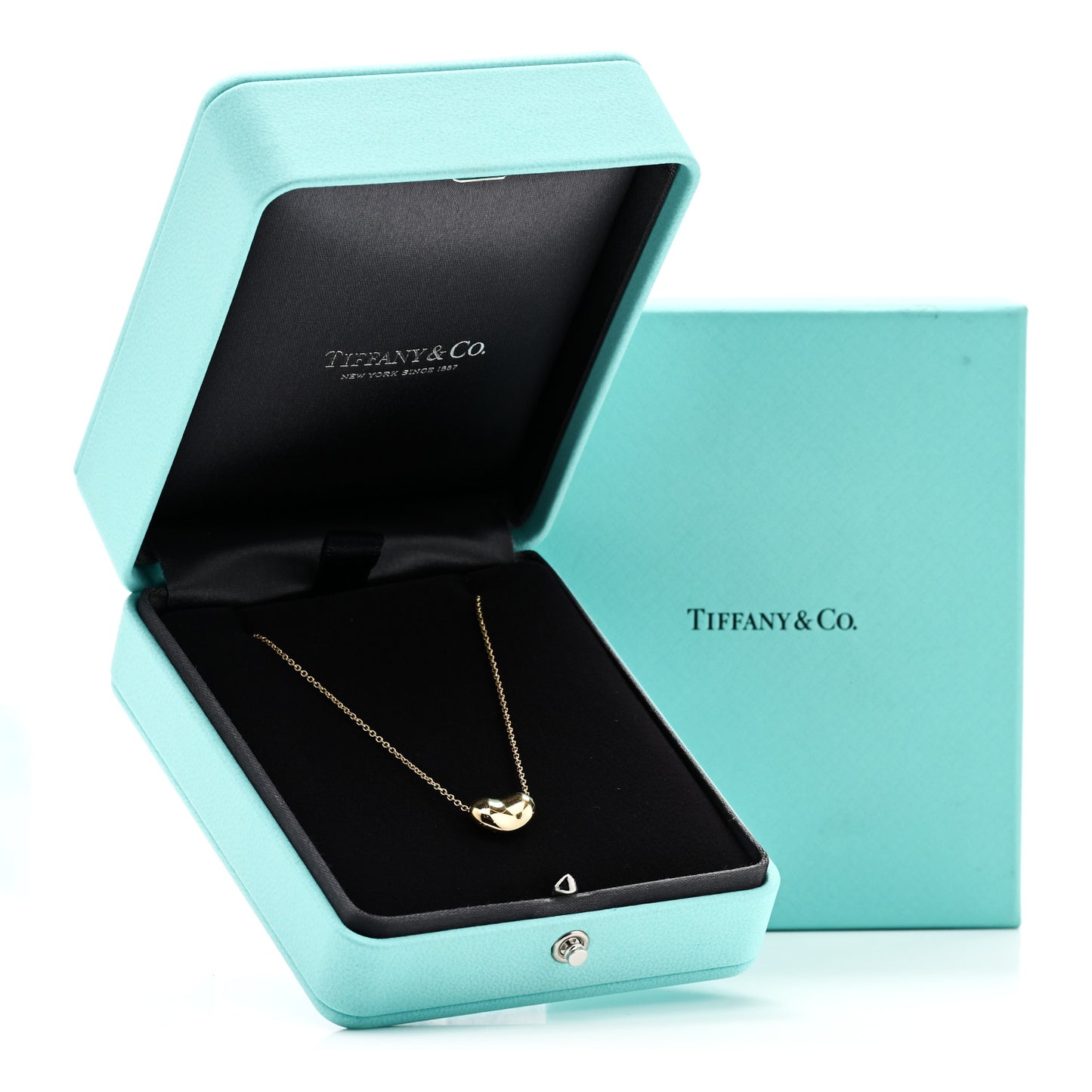 18K Yellow Gold 12mm Elsa Peretti Bean Pendant Necklace