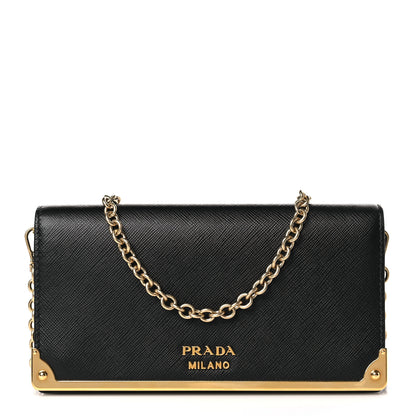 Prada Saffiano Mini Cahier Crossbody Bag Black 1 of 8