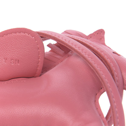 Hermes Milo Lambskin Grigri Rodeo Horse Bag Charm MM Rose Azalee 3 of 5