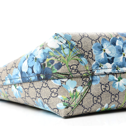 Gucci GG Supreme Monogram Blooms Medium Reversible Tote Beige Blue Navy 6 of 16