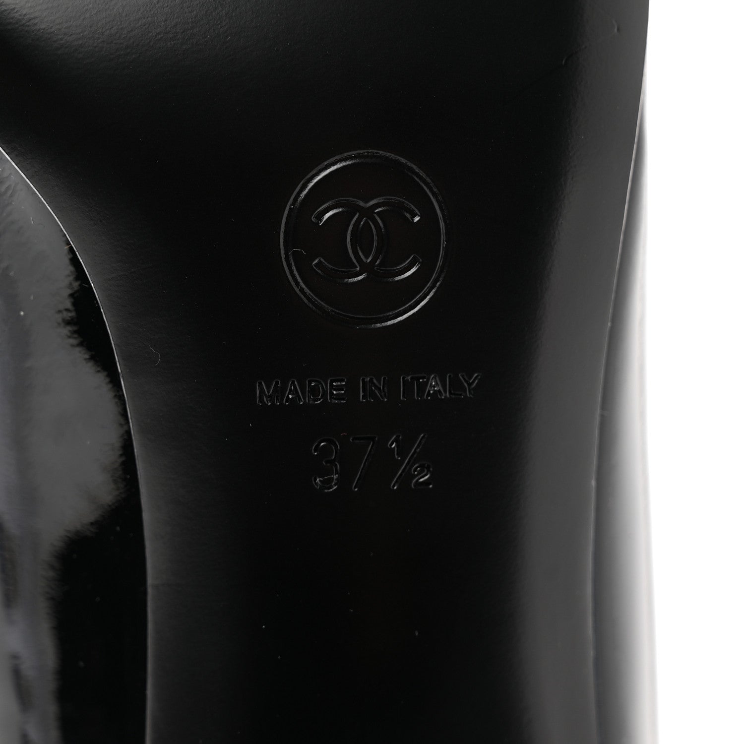 Chanel Patent Calfskin Grosgrain CC Mary Jane Pumps 37.5 Black 6 of 9