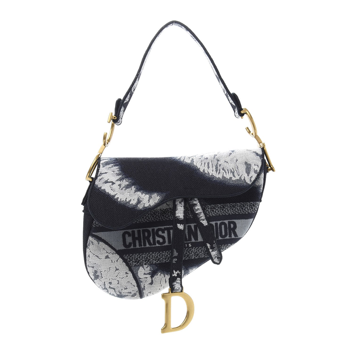 Christian Dior Canvas Tie Dye Saddle Bag Blue Multicolor 1 of 12