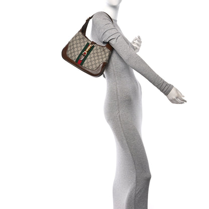 Gucci GG Supreme Monogram Azalea Calfskin Web Small Jackie 1961 Hobo Beige Ebony Brown Sugar 2 of 11