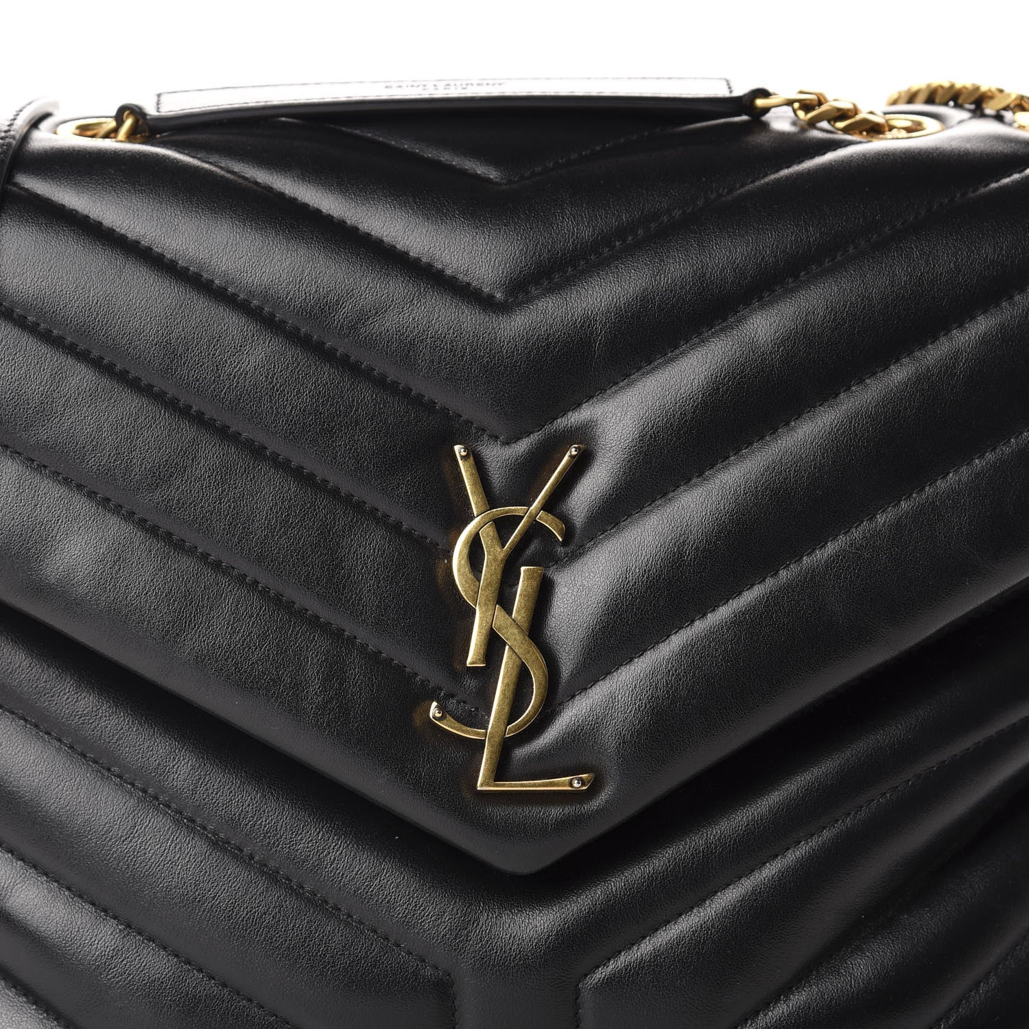 Saint Laurent Calfskin Y Quilted Monogram Medium Loulou Chain Satchel Black 10 of 10